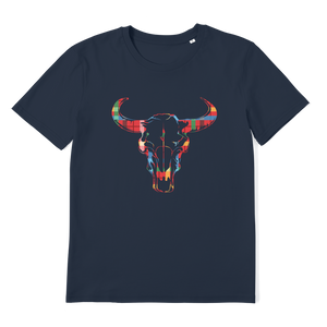 Tartan Cow Skull Premium Organic Adult T-Shirt