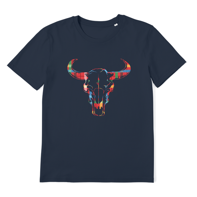 Tartan Cow Skull Premium Organic Adult T-Shirt