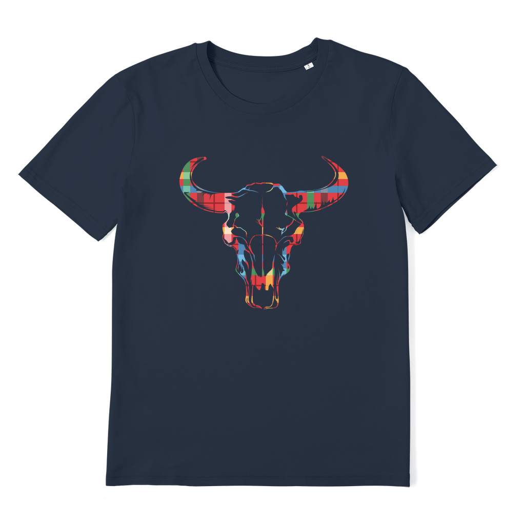 Tartan Cow Skull Premium Organic Adult T-Shirt