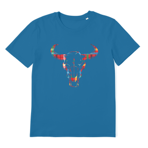 Tartan Cow Skull Premium Organic Adult T-Shirt