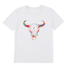 Load image into Gallery viewer, Tartan Cow Skull Premium Organic Adult T-Shirt