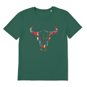 Tartan Cow Skull Premium Organic Adult T-Shirt