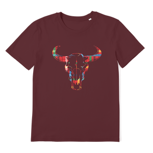 Tartan Cow Skull Premium Organic Adult T-Shirt